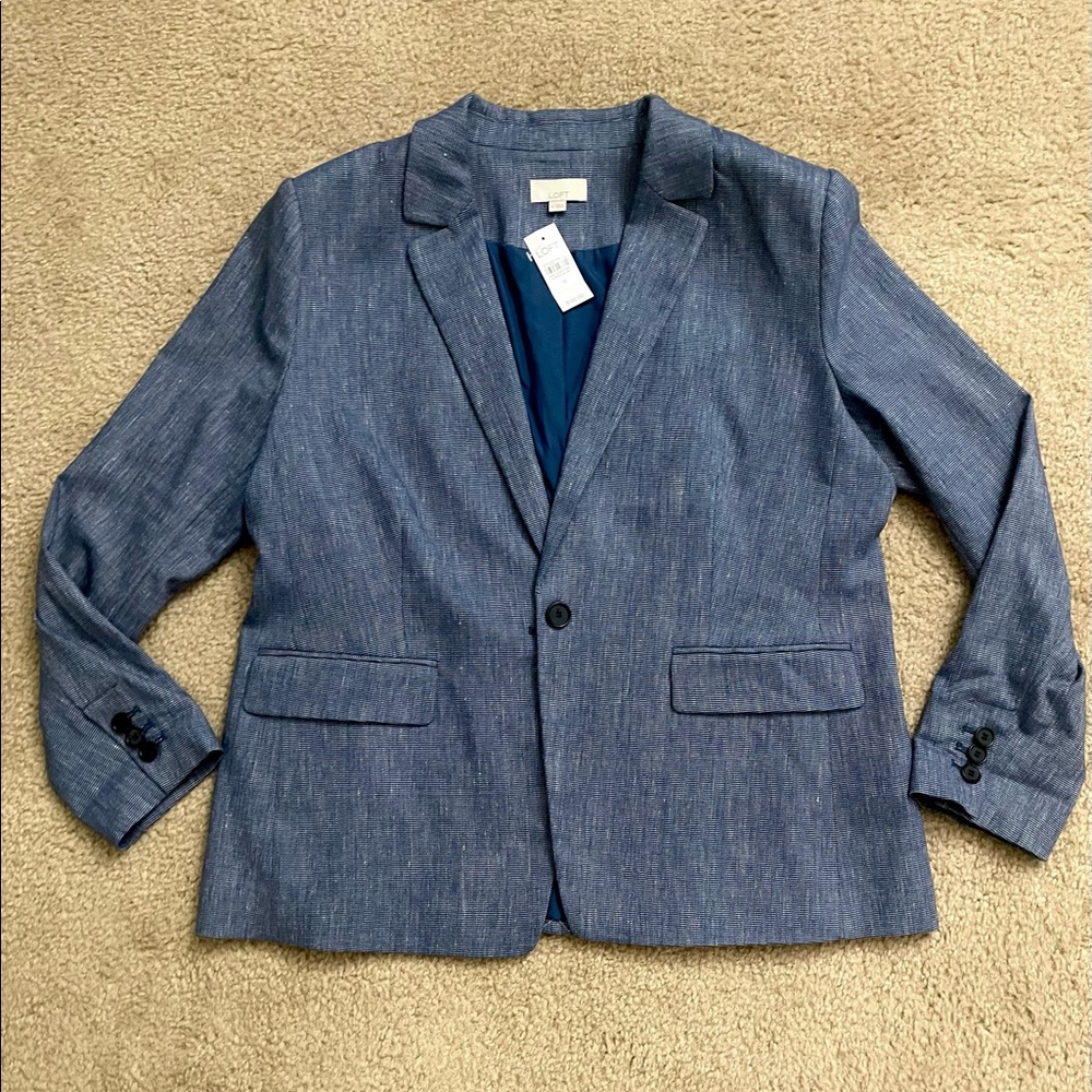 LOFT PLUS SIZED BLAZER 18W LINEN BLEND